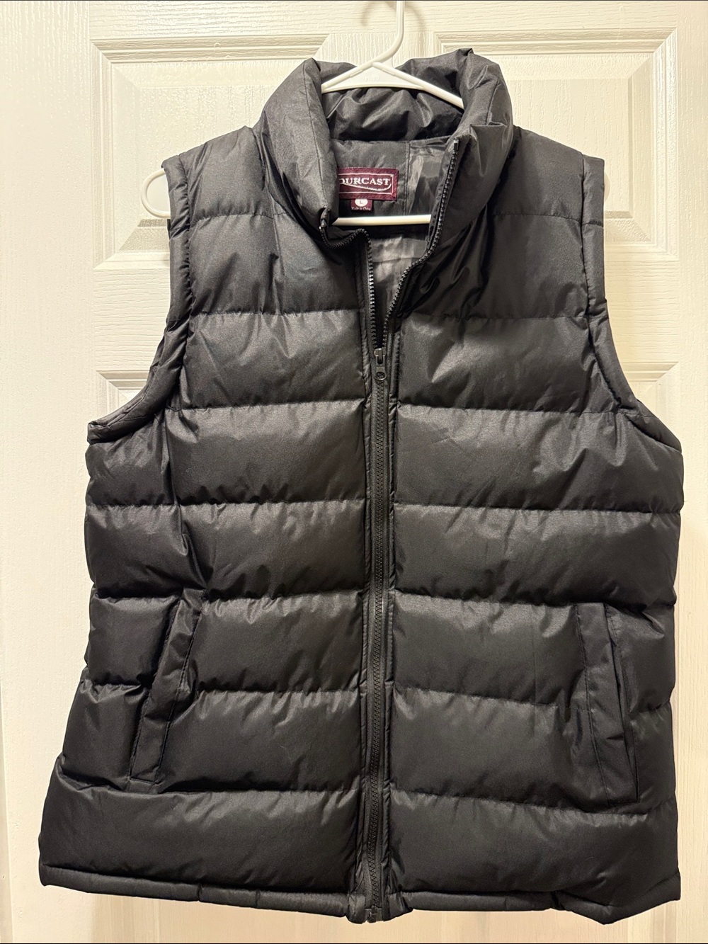 Forcast Black Quilted Puffer Vest with Maroon Label